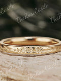 2.2MM Solid Gold Birth Flower Ring Natural Inspired Leaf Wedding Band Art Deco Handmade Engraved Wedding Band Minimalist Ring Gift For Her wedding flower