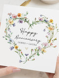 Anniversary Card, Personalised Anniversary Card, Floral Heart Card, Anniversary Card for Couple, Custom Anniversary Card for Him or Her ANNIVERSARY