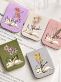 Leather Magnetic Bookmark,Name Bookmark with Birth Flower,Personalized Magnetic Bookmark with name,Book Lover Birthday Gift,Book Accessory birthday flower