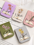 Leather Magnetic Bookmark,Name Bookmark with Birth Flower,Personalized Magnetic Bookmark with name,Book Lover Birthday Gift,Book Accessory ANNIVERSARY