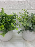 Artificial greens in a white ceramic pot, artificial plants, modern decor, gift Mom faux plants