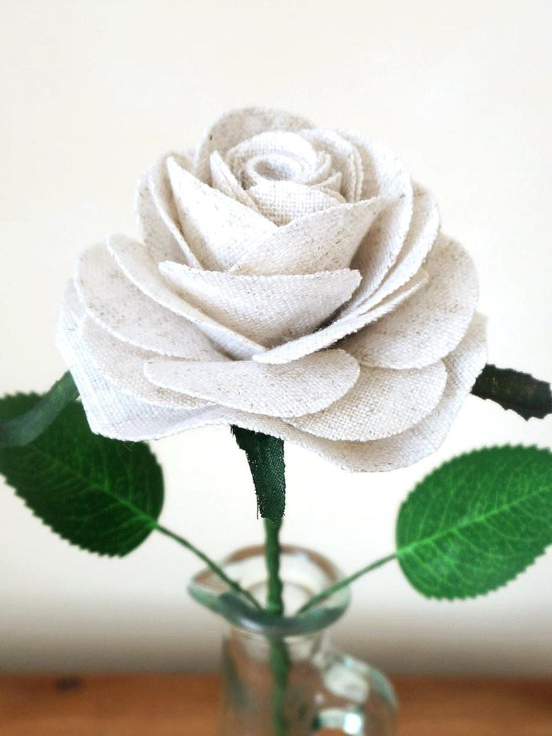 4th Anniversary Gift, Linen Anniversary Gift, 12th Anniversary Gift, Gift for Wife, Husband, Linen Rose, Beige Linen Rose ANNIVERSARY
