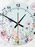 Glass Watercolour Wildflower Clock - Floral House DŽcor - Flower Wall Art - Home Gift. house warming flower