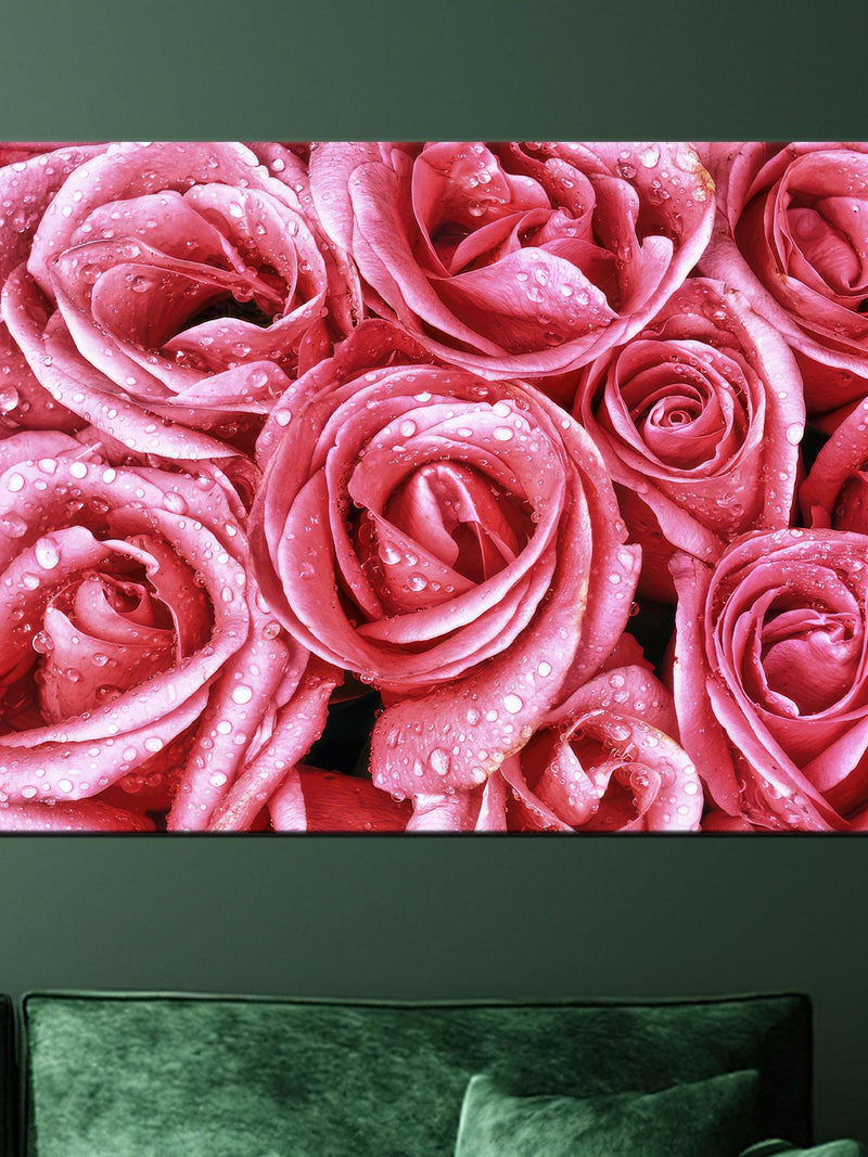 Pink Rose Canvas Art: Romantic Floral Print, Bedroom Wall Decor Love Romance Flower