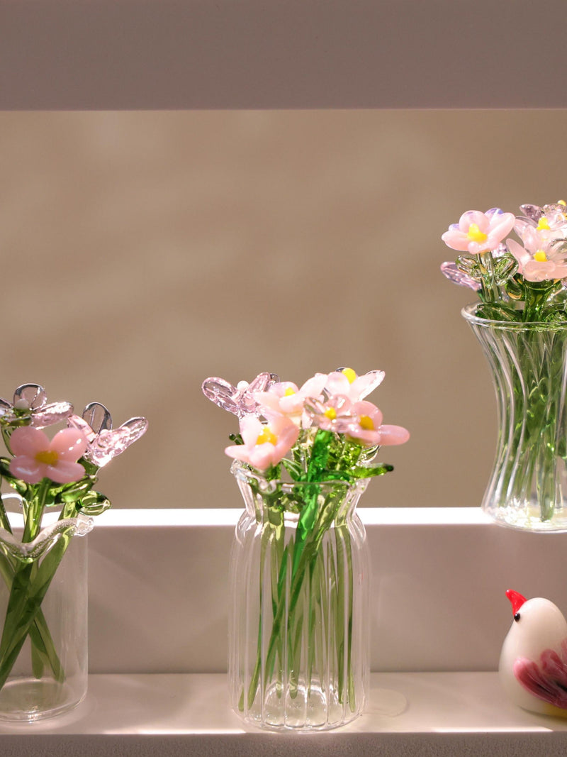 Glass Flower Sculpture, Hand Blown Spring Flower, Glass Flower Bouquet, Home Decor, Personalized Gifts, Gift For Her, Pink Flowers ANNIVERSARY