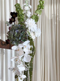 White & Green Bridal Bouquet: Burgundy Accent Faux Florals Bouquet