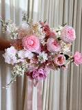 Soft Blush Pink Faux Wedding Bouquet: Silk Garden Flowers silk flower