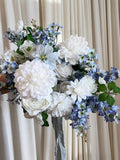 Faux Wedding Bouquet in White & Light Blue | Garden Style Florals | Forever Florals Bouquet