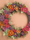 Felt Flower Wreath: Farmhouse Front Door Decor house warming flower