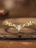 Vintage Marquise Diamond Wedding Band Nature Inspired Flower Ring Floral Wedding Ring Leaf Ring for Women Gold Anniversary Ring Gift for Her ANNIVERSARY