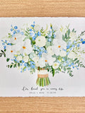 Wedding Bouquet Preservation Art - Hand-painted Bridal Keepsake wedding flower