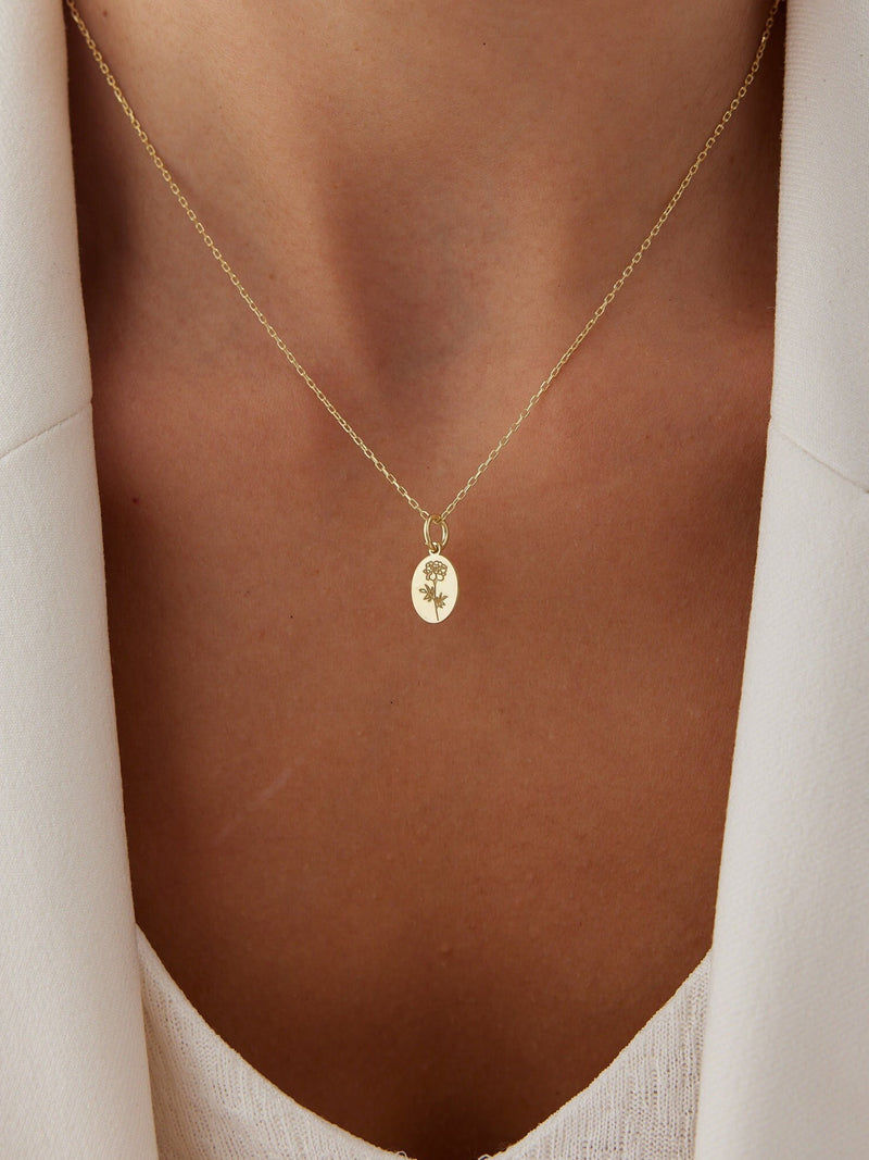 Sterling Silver Birth Flower Necklace - Delicate Floral Pendant birthday flower