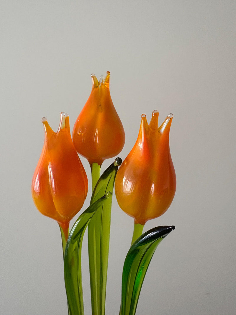 Lampwork Glass Tulip Flower: Spring Home Decor, 8-inch FLOWER DELIVERY