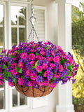 Faux Petunias Hanging Planter Ð Artificial Flowers in Basket for Garden, Porch, Balcony faux plants