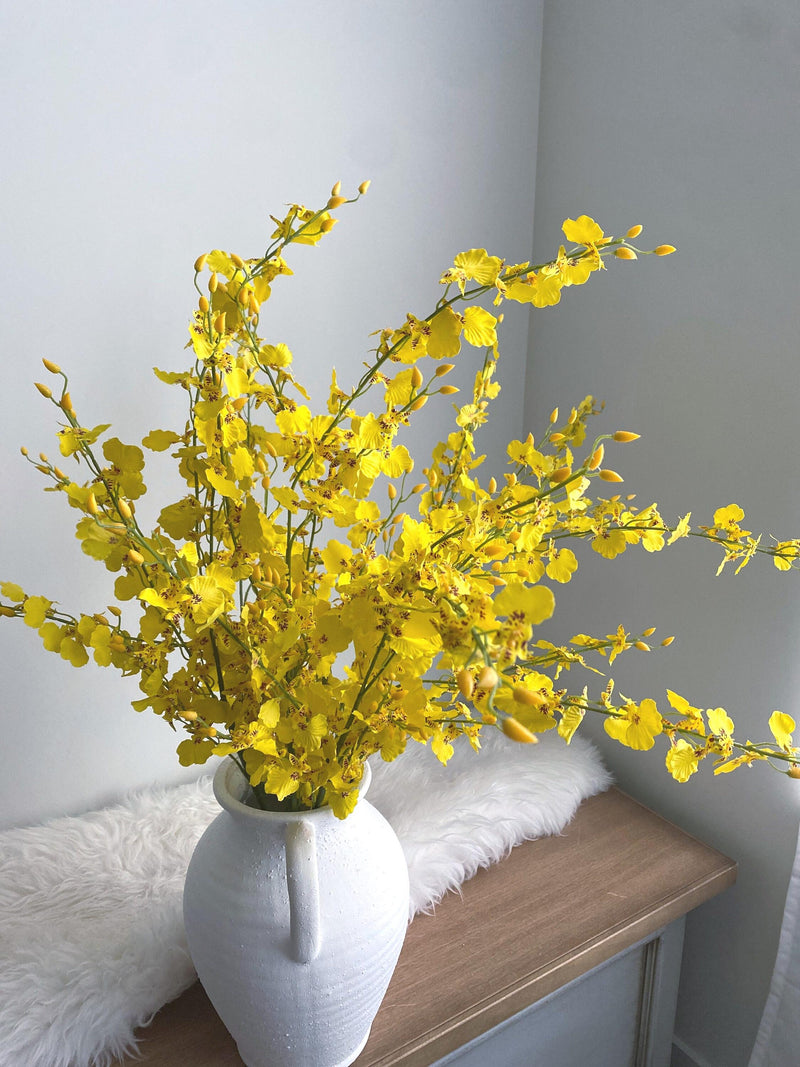 Dancing Orchid Flower Branch - High Quality Artificial Flower / DIY Floral / Wedding / Home Decoration /Gifts / Yellow faux plants