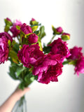 Artificial Peony Stem - Faux Flower / DIY / Wedding / Home Decoration / Gifts / Fuchsia silk flower