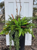 Artificial fern planter drop in, faux urn filler , planters for porch, potted faux plants, Woodland Urn filler, Planter Insert faux plants