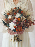 Rust, Terracotta + Olive Dried Flower Pampas Grass Bouquet,Autumn Silk Flower Wedding Bouquet,Rust Bridal Bouquet,Boho Wedding Bouquet Bouquet