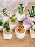 Handmade Glass Succulent Plant, Potted Home Decor, Cactus Lover Gift house warming flower