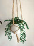 Handmade Beaded Hanging Plant | Faux Greenery Decor with Glass Beads faux plants