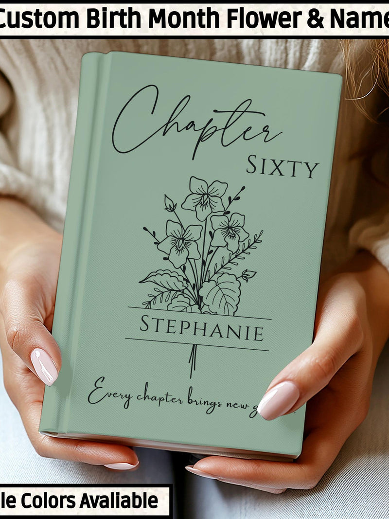 60th Birthday Gift for Women or Men, Chapter 60 Name Journal,  Birth Month Flower Notebook, Personalized 60 Years Old Birthday Present birthday flower