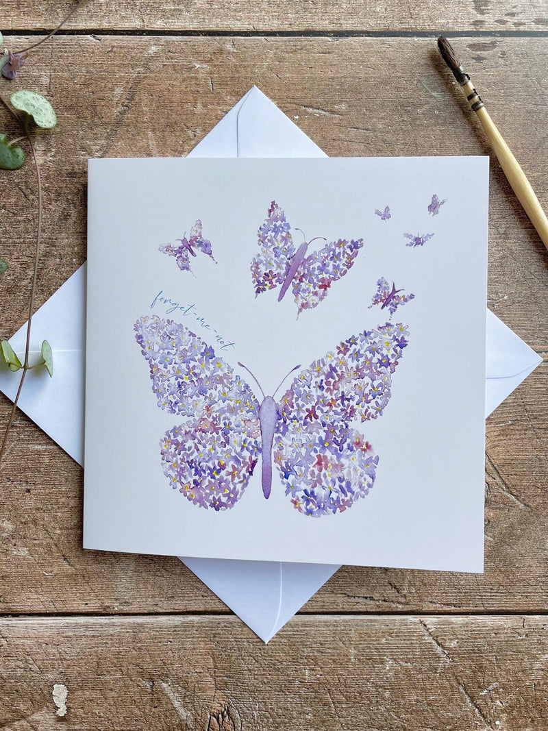 Forget-Me- Not Butterfly Condolence Card | Sympathy Card sympathy flower
