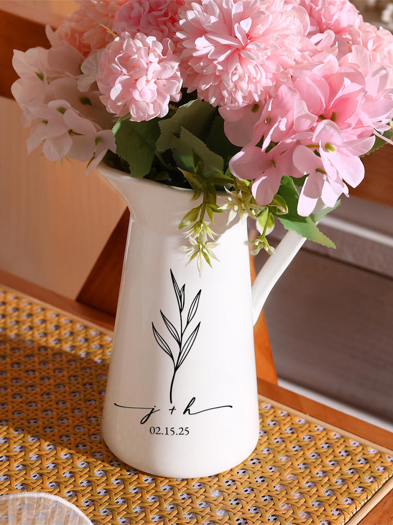 Custom Engagement Gift, Personalized Wedding Flower Vase, Ceramic Flower Vase for Wedding, Wedding Gifts, Gifts for Newlyweds,Memorial Vase ANNIVERSARY
