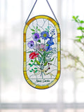 Family Birth Flower Bouquet Birth Month Flowers Personalized Stained Glass Window Hangings Personalized Birth Flower Gift Mothers Day Gift ANNIVERSARY