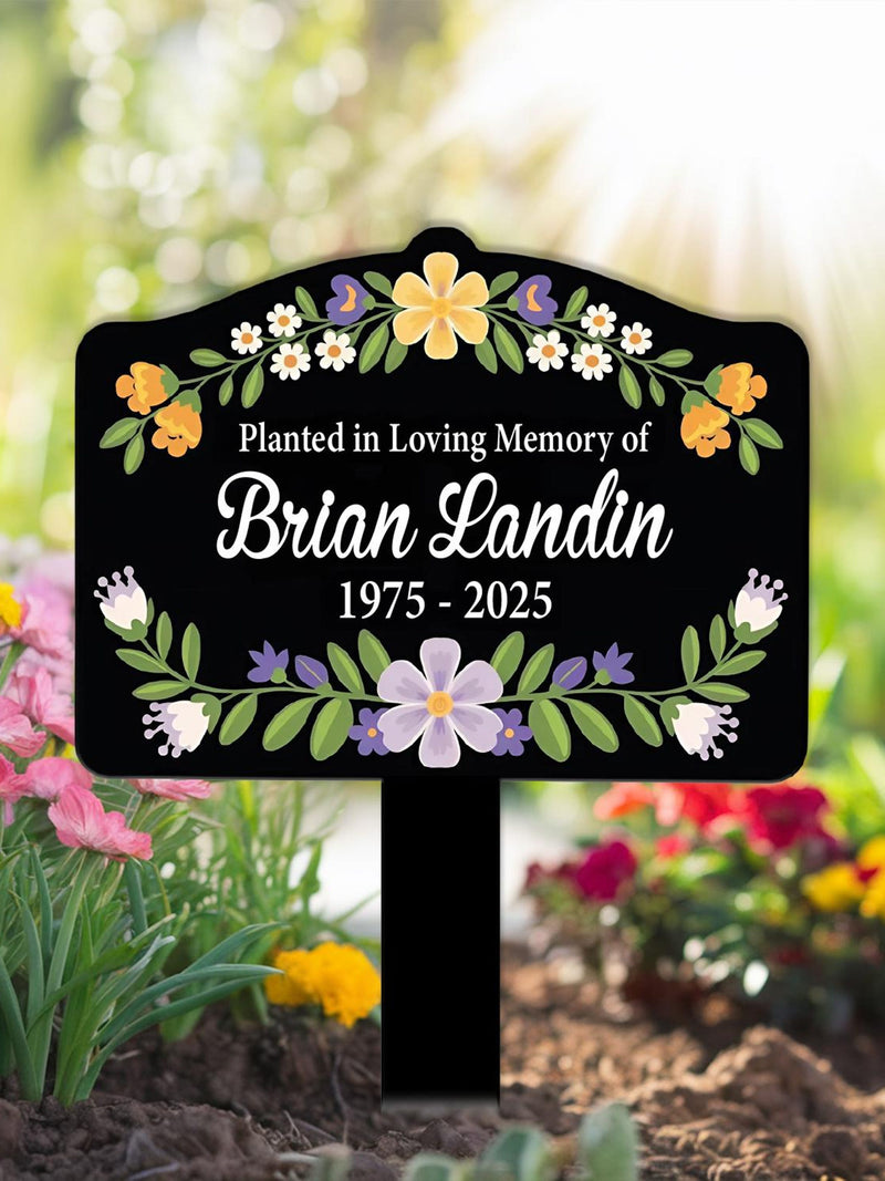 Personalized Flower Plaque, Sympathy Gift, Custom Memorial Yard Sign, Name and Dates Outdoor Tribute,Memorial garden sign,Custom memory sign sympathy flower