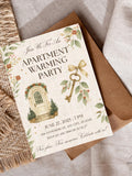 Apartment Warming Invitation | Printable and Mobile Digital | Editable Canva Template | Neutral Floral Key Design | Free Canva house warming flower