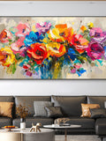 Original Colorful Flower Oil Painting, Abstract Blossom Bouquet Painting, Large Textured Wall Art, Modern Floral Painting, Living Room Decor ANNIVERSARY