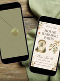 Housewarming Invitation | Animated MP4 for Text or Email | Neutral Floral Key Design | Editable in Canva | Free Canva Compatible house warming flower
