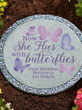 Personalized Memorial Garden Stone - Flies with Butterflies - Remember Him - Remember Her - Sympathy Gift - Memorial Gift - Choose He or She sympathy flower