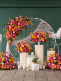 Orange pink Rose & Greenery Wedding Arch Floral Arrangement wedding flower