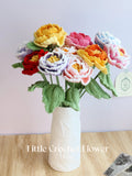 Crochet Peony Flower Handmade Yarn Peony Bloom Stem Realistic Soft Peony bouquet crochet Floral Gift Home Decor Single Flower Stem gift house warming flower