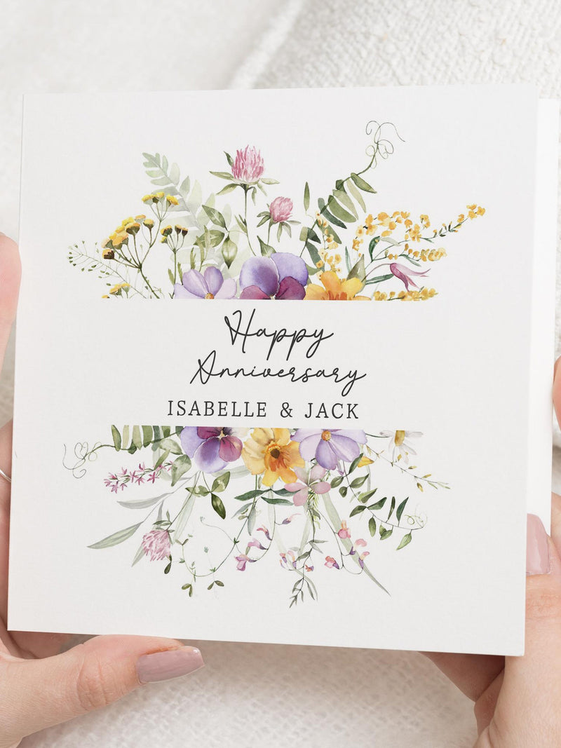 Anniversary Card, Personalised Anniversary Card, Floral Anniversary Card, Anniversary Card for Couple, Wedding Anniversary Card ANNIVERSARY