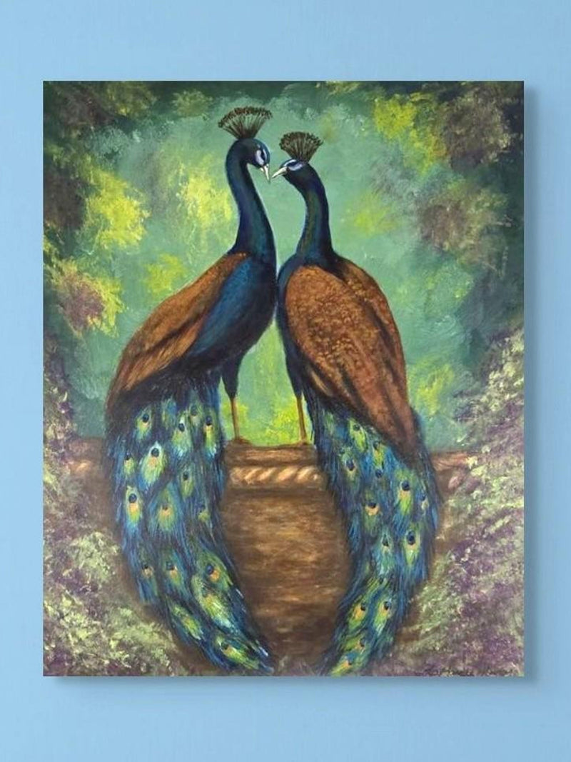 Peacock Love Painting: Acrylic Fine Art, 16x20" Love Romance Flower