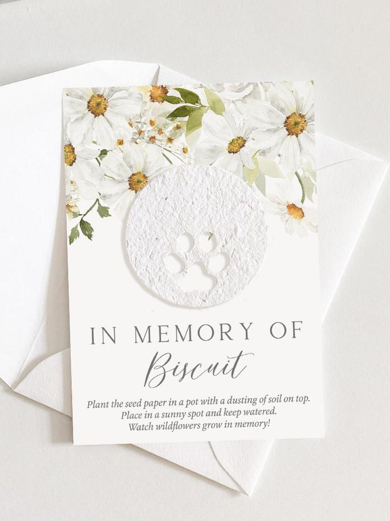 growNOTESª Daisy Plantable Pet Memorial Card Seed Paper & Mailing Envelope Pet Sympathy Gift For Friend Cat Dog Lover Animal Grief Cards sympathy flower