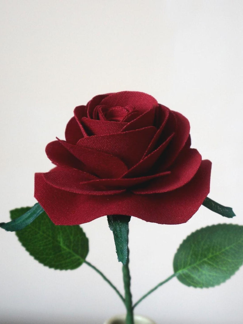 Second Cotton Anniversary,  2nd Wedding Anniversary Gift, Personalized Cotton Rose, for Him Her and Couple, Valentine's Day Gift, Dark Red ANNIVERSARY