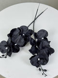 faux silk black orchid_artificial black orchid flower_fake black flower_DIY floral supply_dark rerto style decor_home wedding flower decor silk flower
