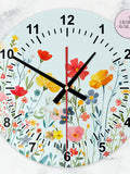 Glass Watercolour Wildflower Clock - Floral House DŽcor - Artistic Flower Wall Art - Home Gift house warming flower