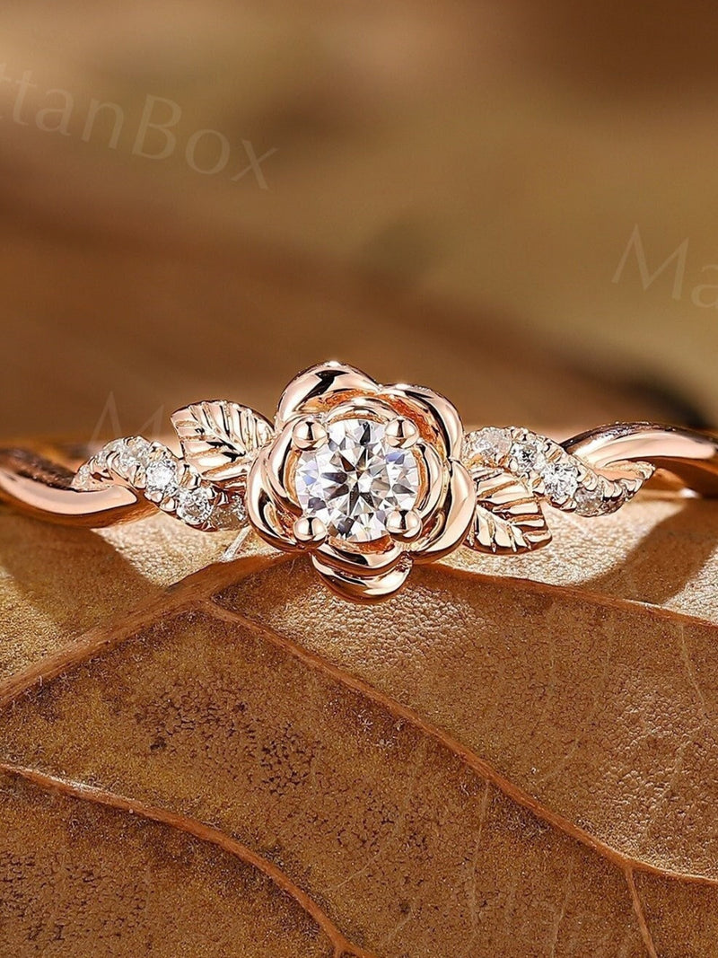 Flower Engagement Ring - Leaf Wedding Ring - Floral Twist Promise Ring by ManhattanBox wedding flower