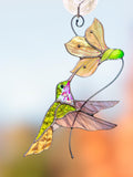 Hummingbird stained glass window hangings New mom gift Flower suncatcher House warming gifts new home Hummingbird stained glass suncatcher house warming flower