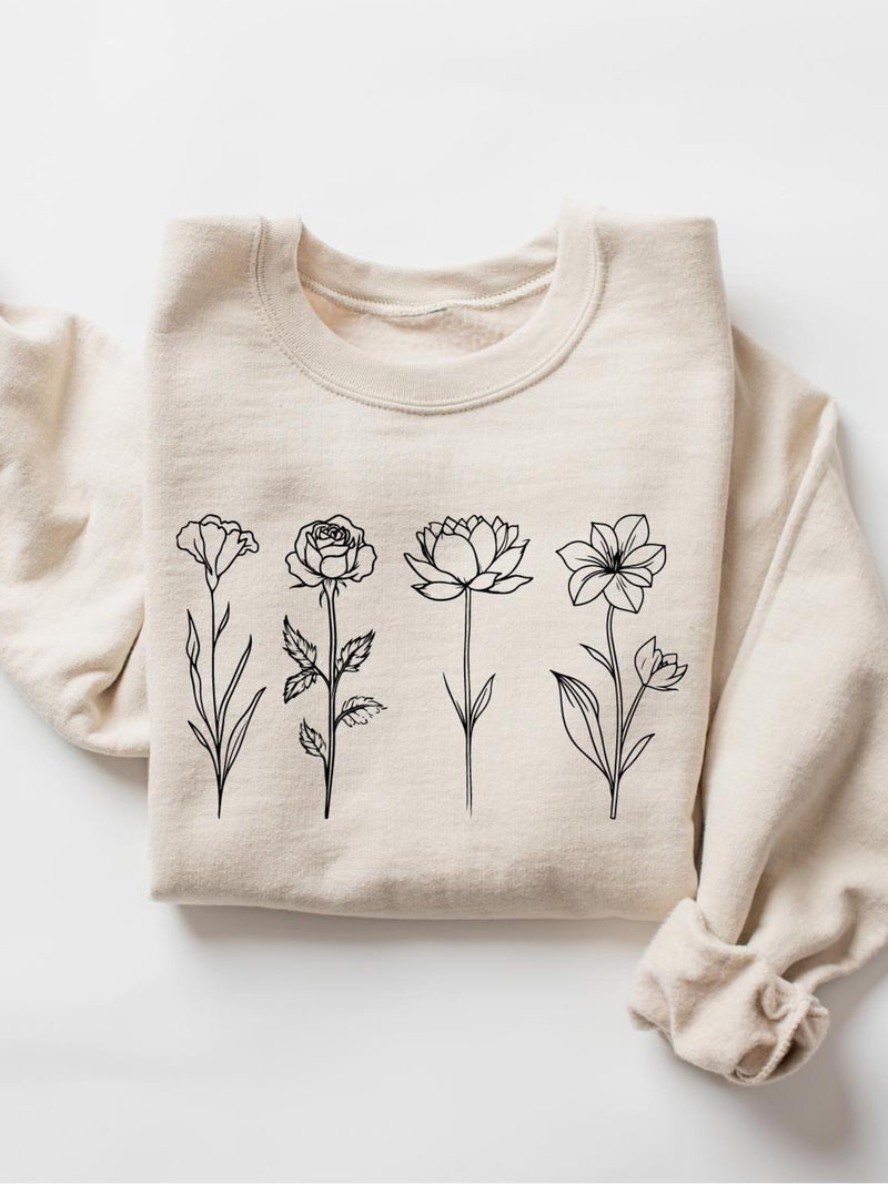 Birth Month Birth Flower Sweatshirt, Personalize Mom Gift, Mothers Day Gift, Custom Flowers Mom Shirt, Plant Lover Mom Gift, Floral Mom Gift birthday flower