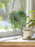 Holographic String of Nickels Plant Suncatcher: Faux Stained Glass, Boho Decor faux plants