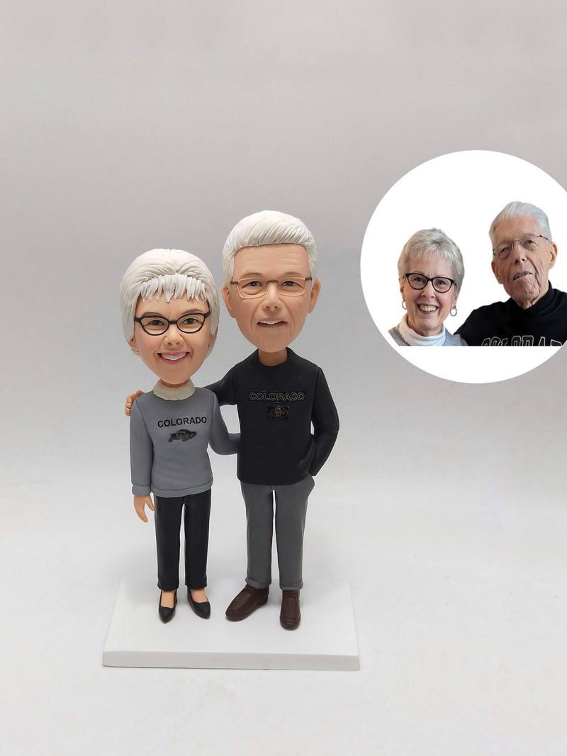 Custom Bobblehead for Parents 50th Anniversary, Personalized Grandparents Golden Love Figurine ANNIVERSARY