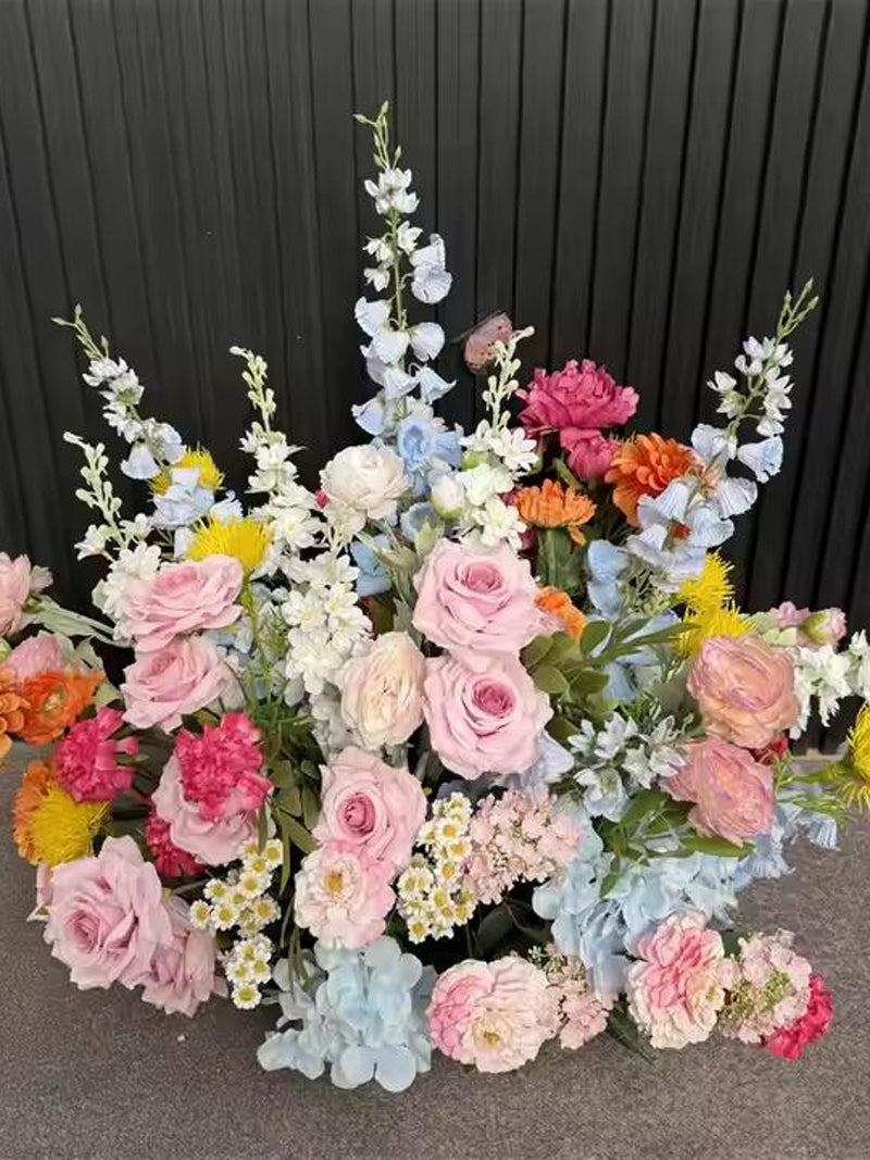 Artificial Wedding Aisle Flower,Hot Pink Rose Flower Runner Centerpiece,Wedding Floor Flower,Grounded Flower Arrangements,Wedding Flower Row wedding flower
