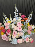 Artificial Wedding Aisle Flower,Hot Pink Rose Flower Runner Centerpiece,Wedding Floor Flower,Grounded Flower Arrangements,Wedding Flower Row wedding flower