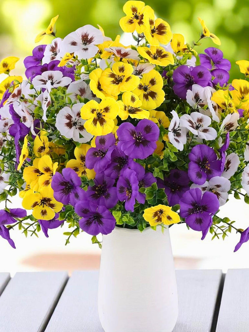 Artificial Pansy Flowers 12pcs | Weather-Resistant Faux Fall Blooms for Garden Decor, Wreaths & Craft Projects faux plants