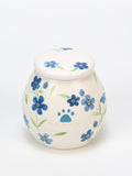 Custom Ceramic Blue Flower Design Pet Urn Handmade Wheel Thrown Pottery Jar Personalized Dog Cat Ashes Keepsake Memorial Decor Memorial Urn sympathy flower